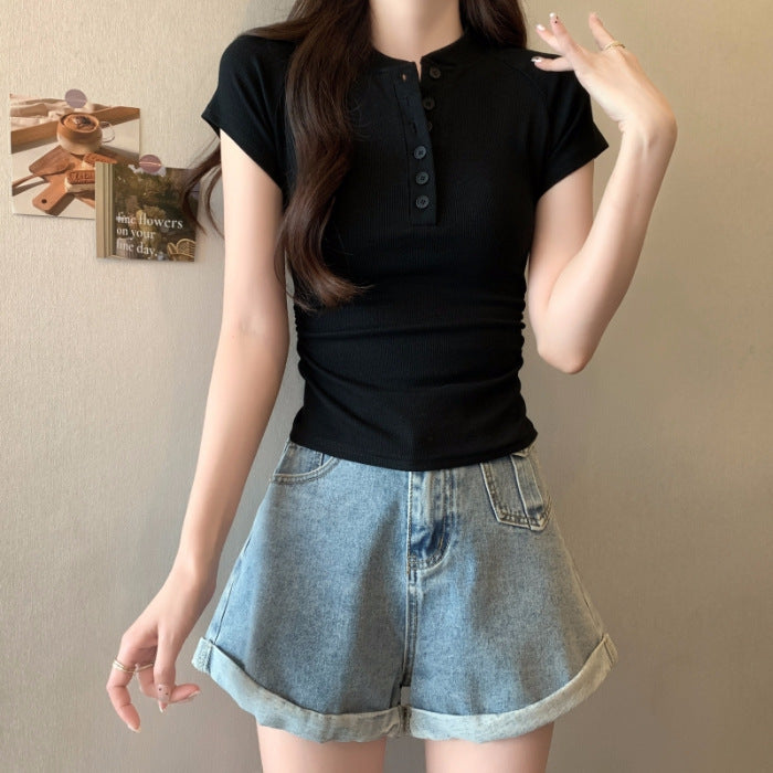 Femme Kortærmet Henley Top Stilla