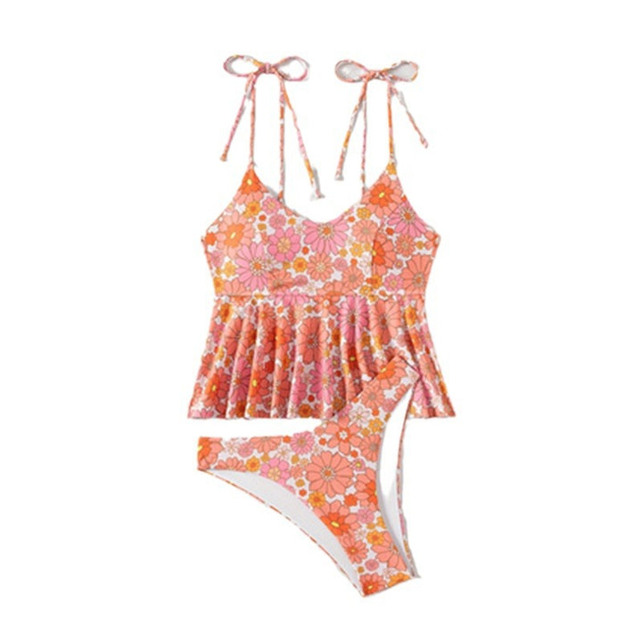 Dame Rüsch Blomst Peplum Bikini Sæt Stilla