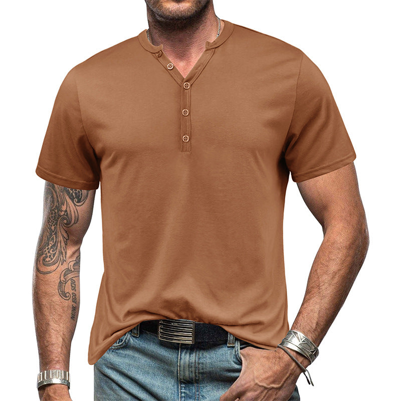 Herrer Kortærmet Henley-Shirt med elegant knapstolpe og behagelig pasform Stilla