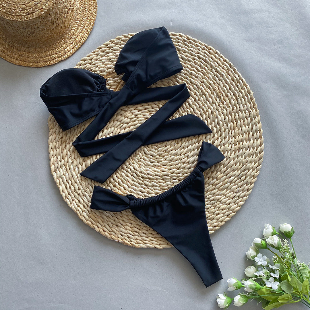 Dame Strapless Højt Skåret Bikini-Sæt Stilla