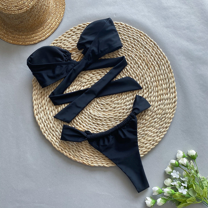 Dame Strapless Højt Skåret Bikini-Sæt Stilla