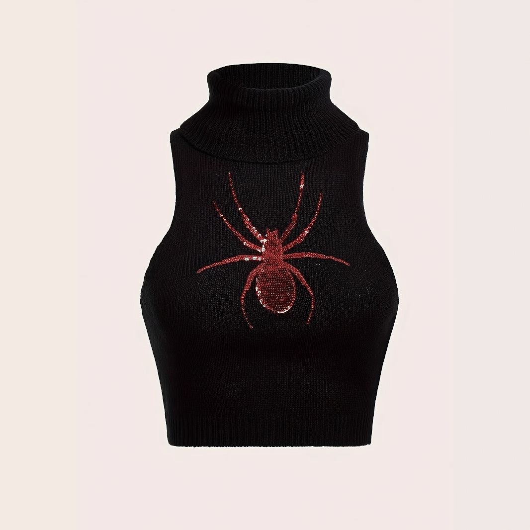 Damer elegant rullekravepullover med strålende edderkoppemotiv Stilla