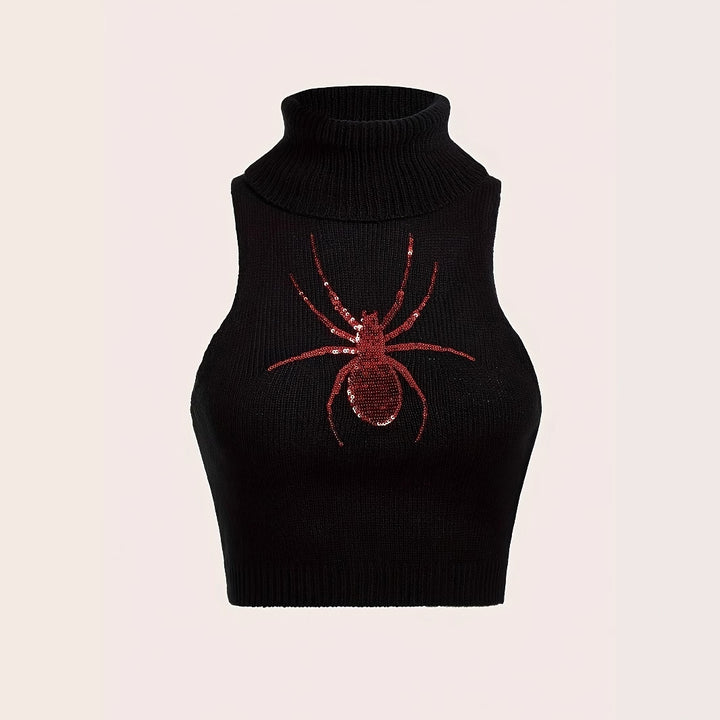 Damer elegant rullekravepullover med strålende edderkoppemotiv Stilla