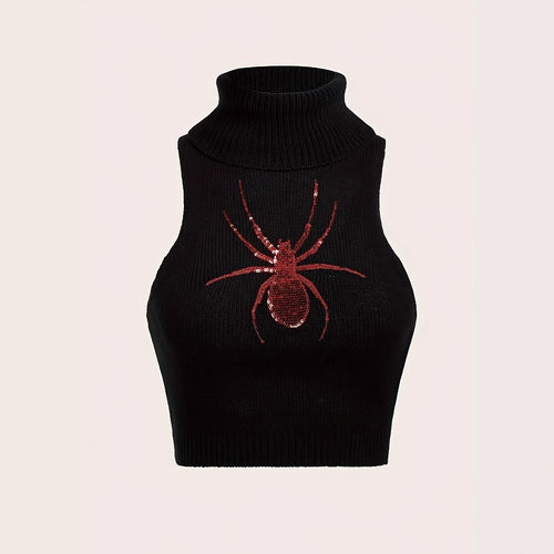 Damer elegant rullekravepullover med strålende edderkoppemotiv Stilla