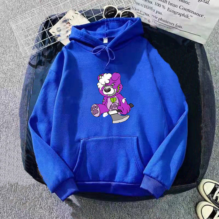 Kvinders hætte sweatshirt med charmerende bjørnemotiv Skovae