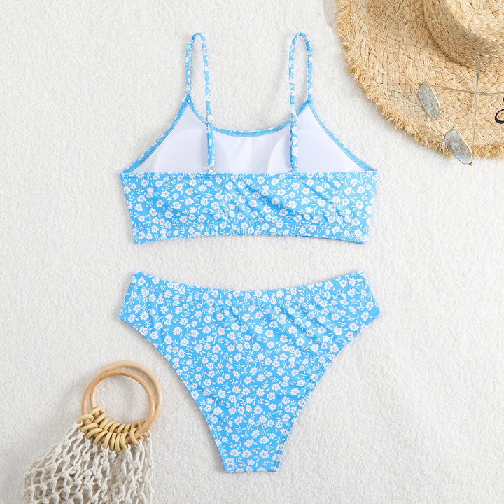 Dame Floral Print Triangle Bikini Sæt Stilla