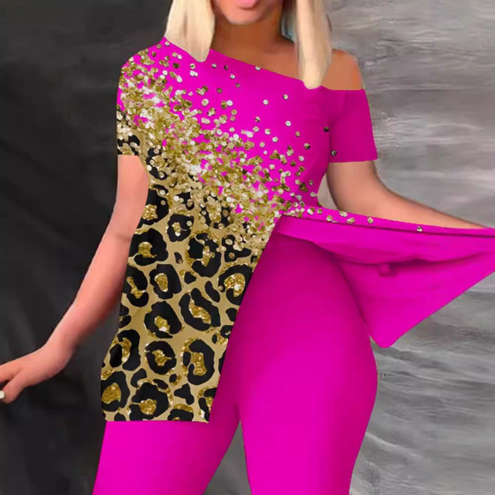 Dame figursyet jumpsuit med off-shoulder design og glamourøse accenter Skovae