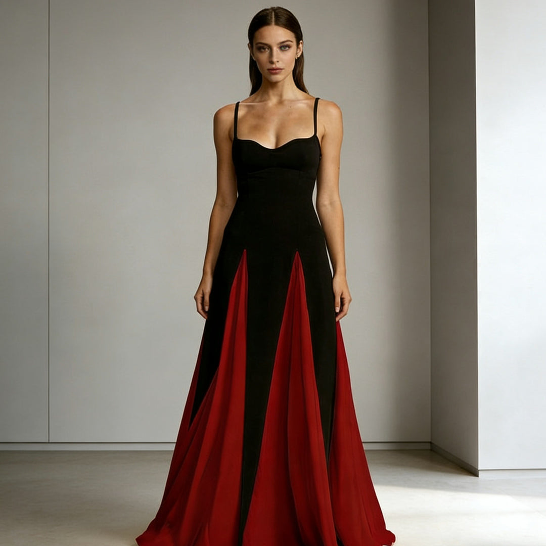Dame Elegant aftenkjole med asymmetrisk skirt og fine stropper Skovae