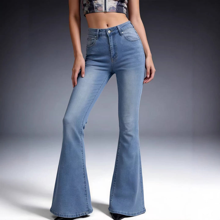 Dame Bootcut Jeans med høj talje og trendy vask Skovae