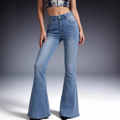 Dame Bootcut Jeans med høj talje og trendy vask Skovae