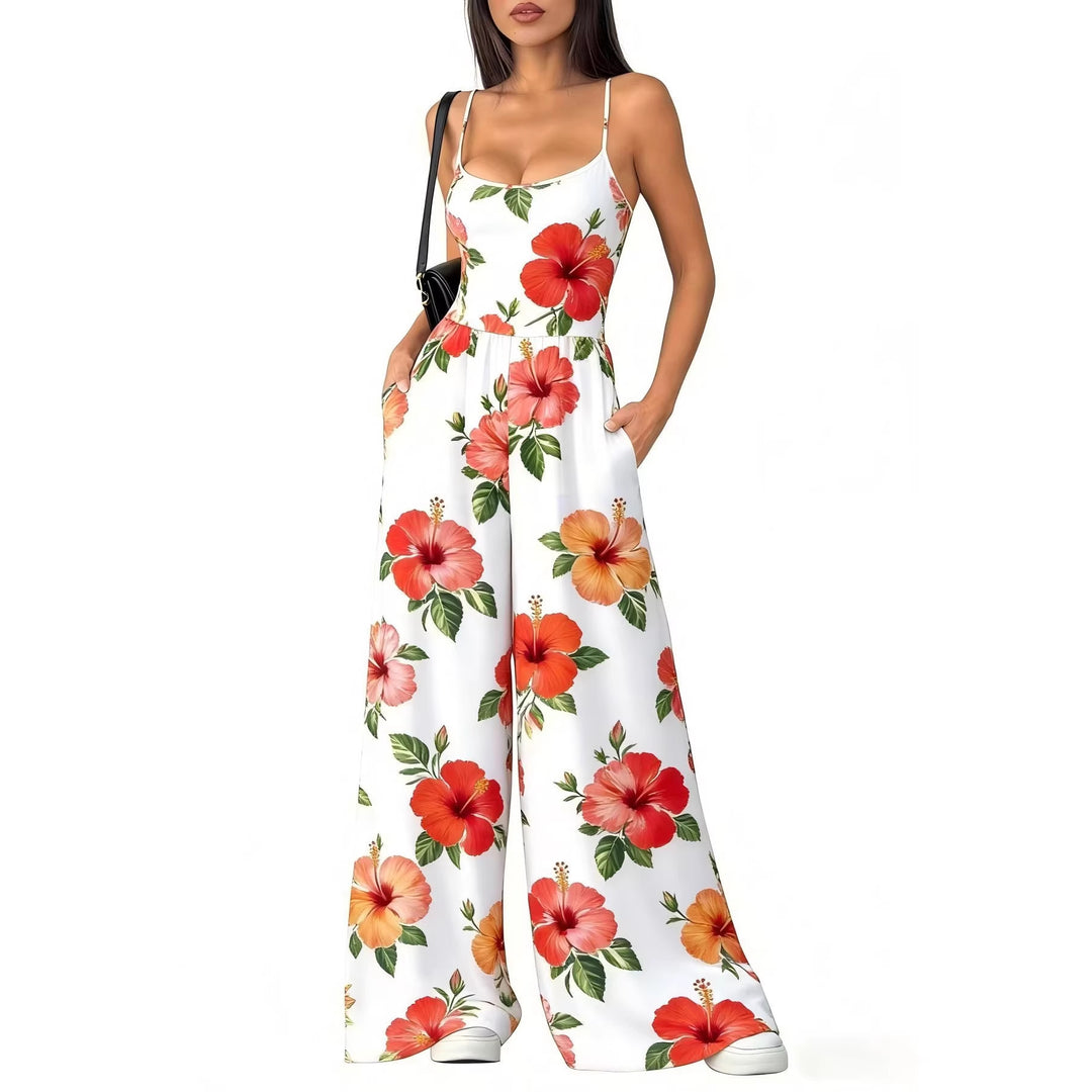 Dame Elegant jumpsuit med geometrisk print og brede ben Skovae