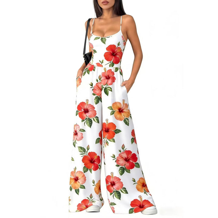 Dame Elegant jumpsuit med geometrisk print og brede ben Skovae