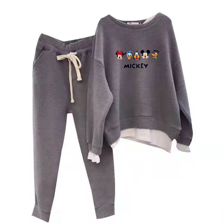 Women's leisure sweat set with Mickey motif and casual cut Skovae