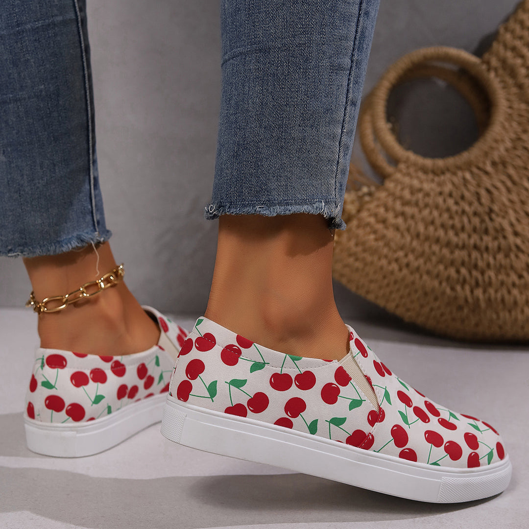 Dame Slip-On Sneakers med frugtigt design og elastiske indsatser Stilla