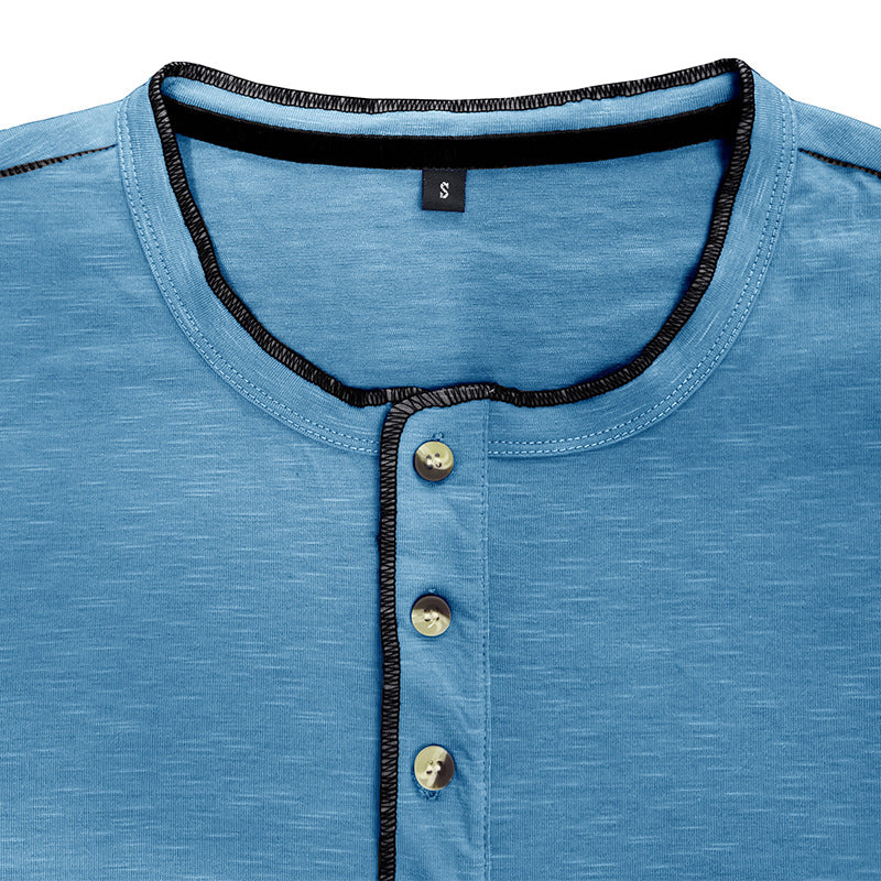 Herrer Langærmet Henley-shirts med moderne ståkrave og stilfulde knapdetaljer Stilla