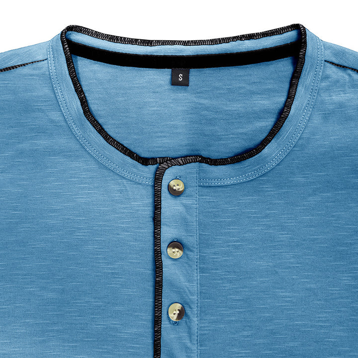 Herrer Langærmet Henley-shirts med moderne ståkrave og stilfulde knapdetaljer Stilla