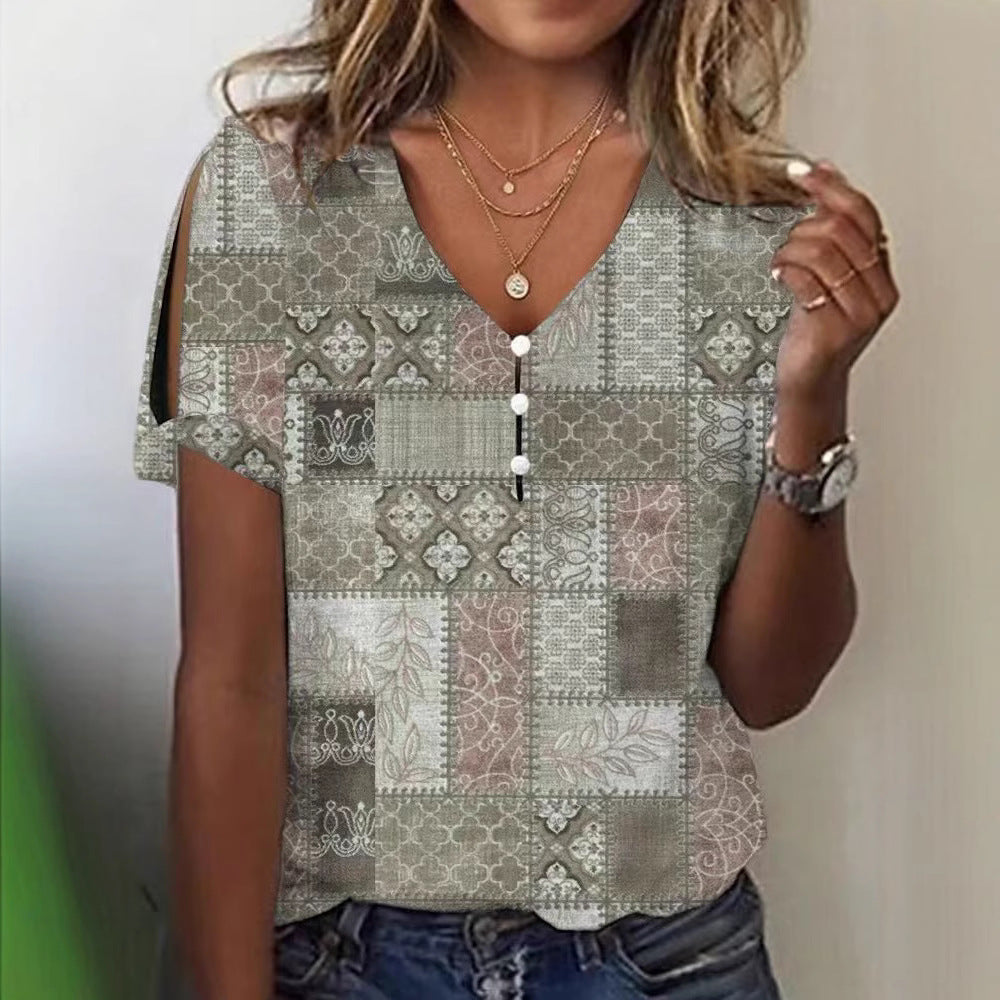 Dame Glitrende V-Pullover Bluse Skovae