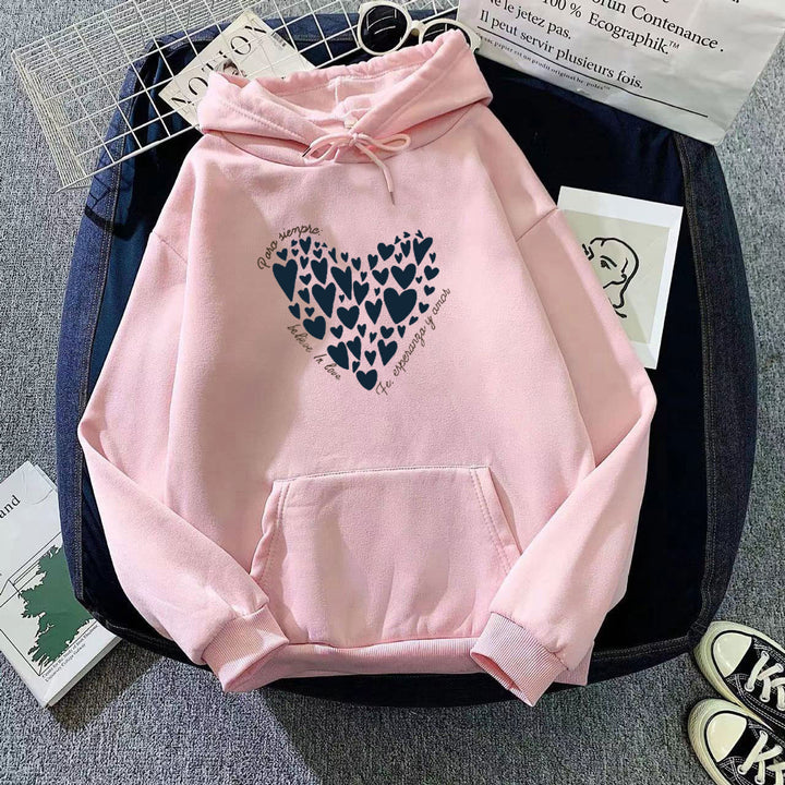Kvinders hoodie med kreativ hjerte design Skovae