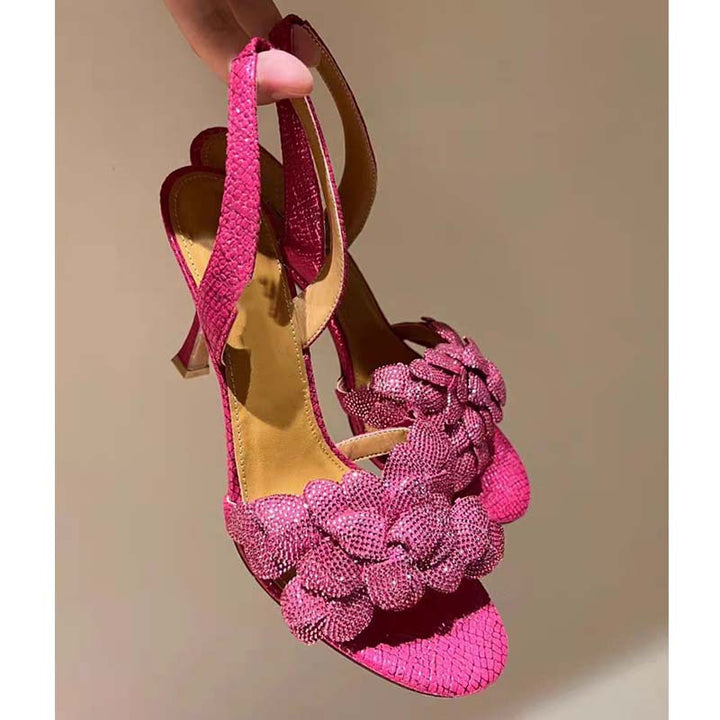 Dame rhinestone-besatte slingback-sandaler med knude-detail Stilla