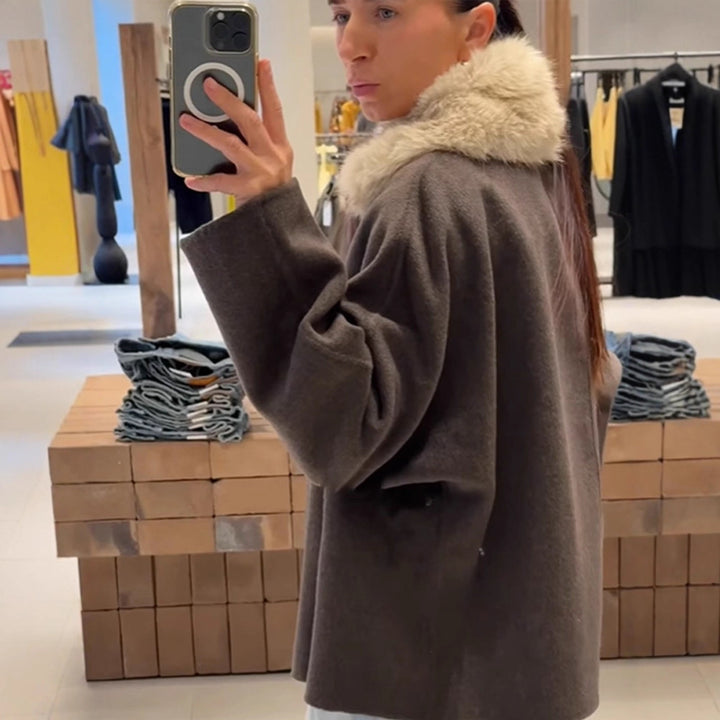 Dame elegant oversized jakke med sherpa-krave Stilla
