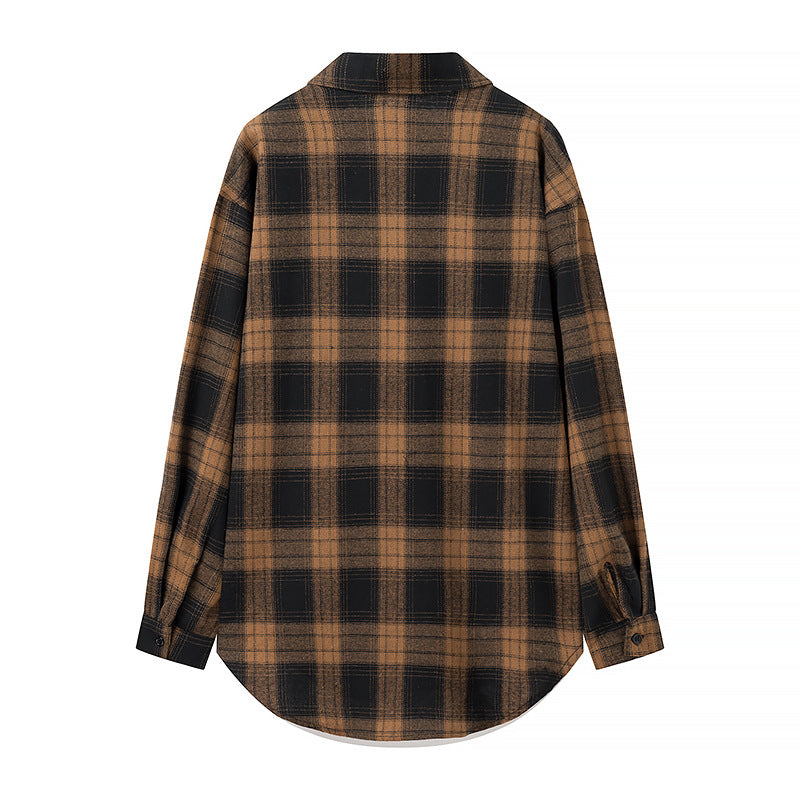 Kvinders flannel skjorte med ternet mønster og brystlommer Stilla