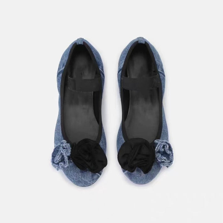 Femme Floral-Dekoreret Denim Ballerina Flats Stilla