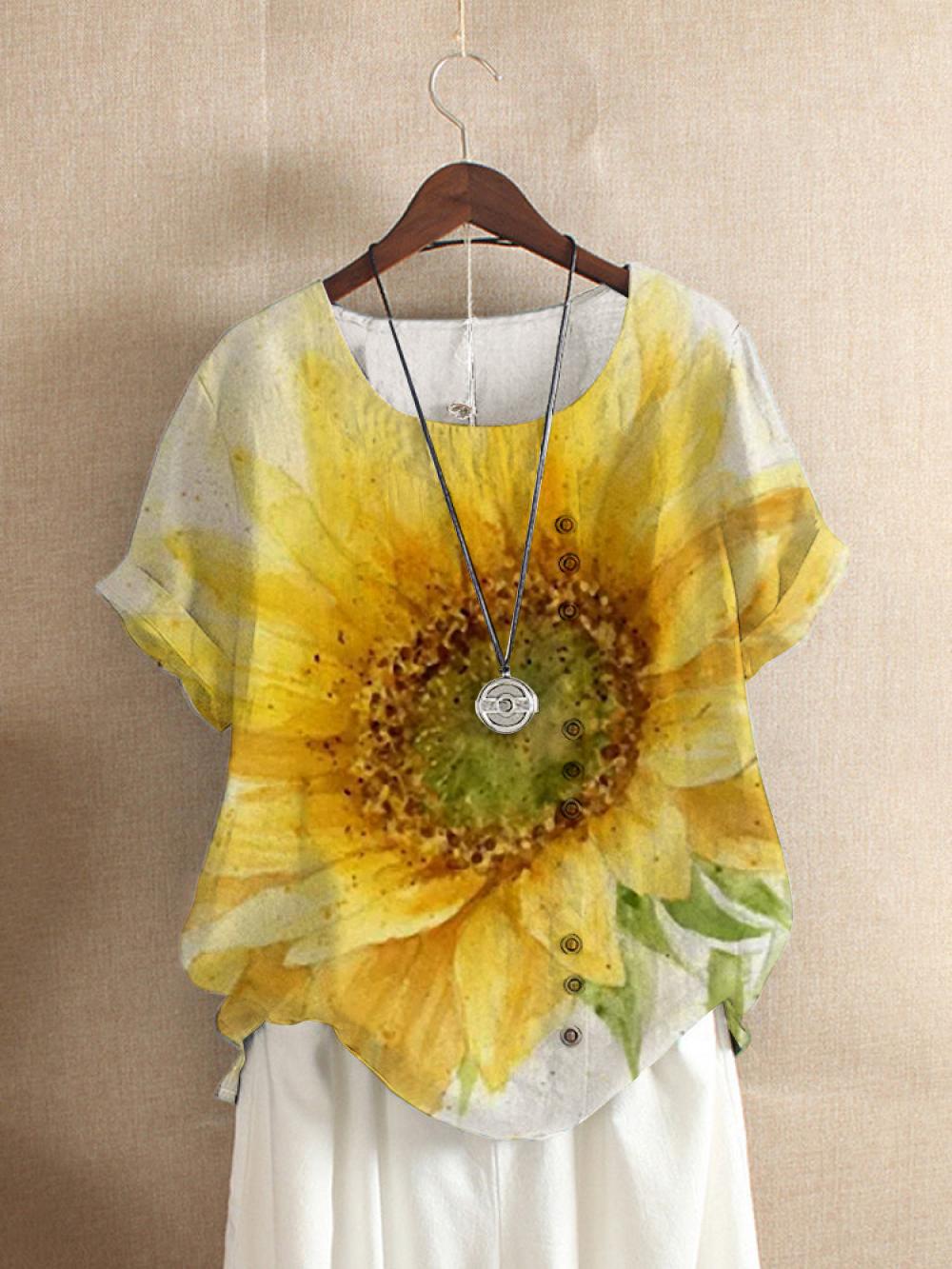 Dame Kunstnerisk Blomster mønster Bluse Stilla
