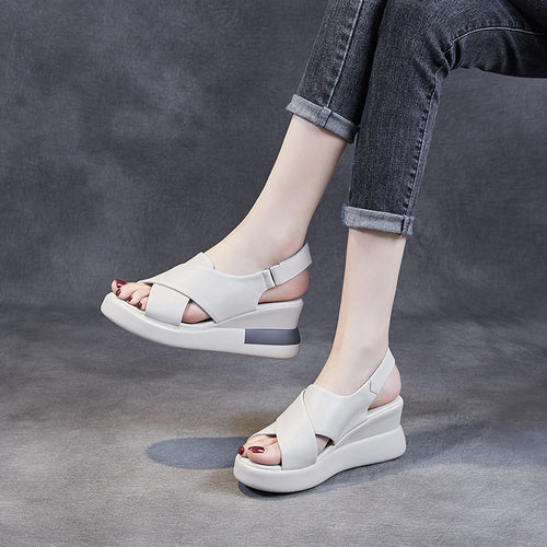 Dame Chic Læder Kile-Sandaler Stilla