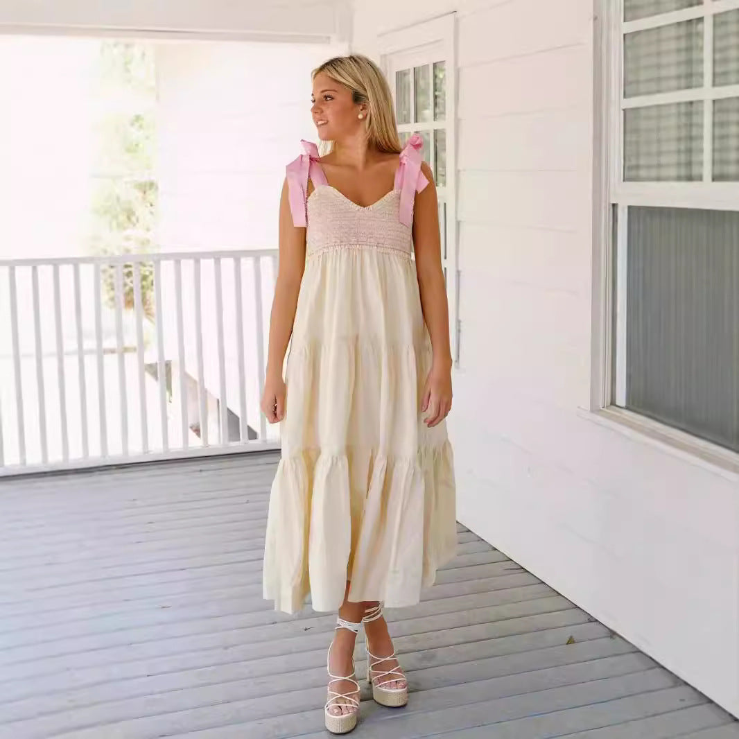 Dame Tiered Maxi Kjole med rynket Overdel Stilla