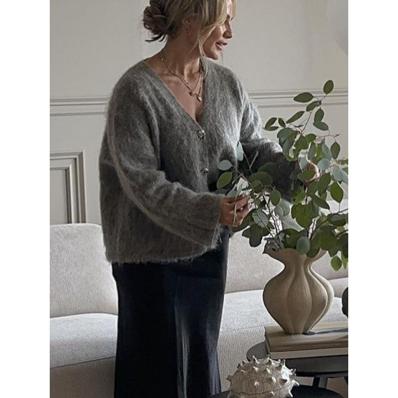 Dame afslappet strik cardigans med oversized snit og knapdetaljer Stilla