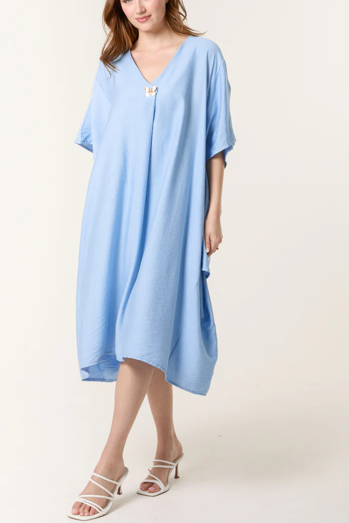 Dame Casual V-Hals Maxi Tunika Kjole Stilla