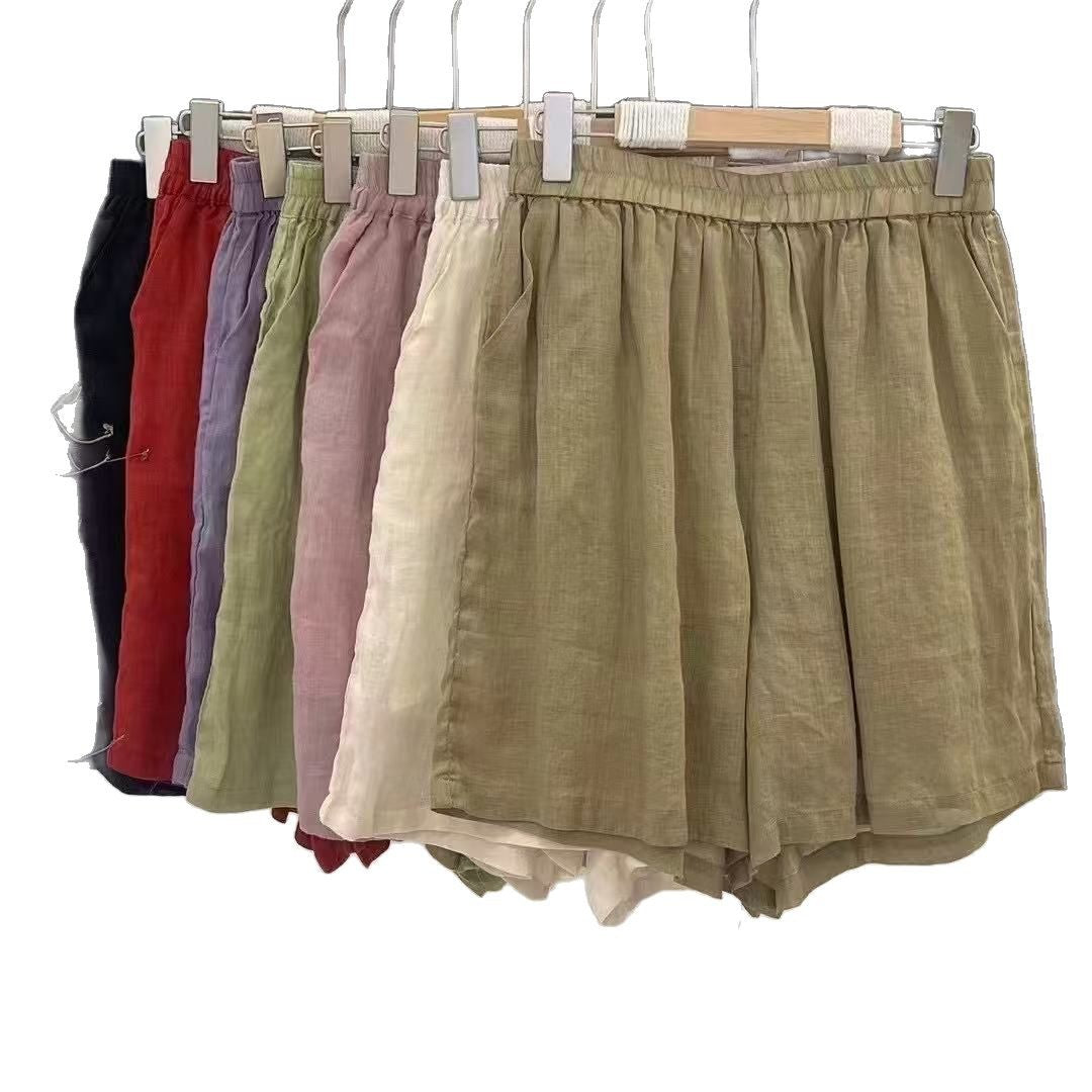 Dame Relaxed Fit Højtaljede Lærred Shorts Stilla