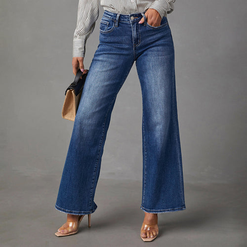 Dame Højtskåret Denim-Jeans i casual Bootcut-stil med moderne vask Stilla