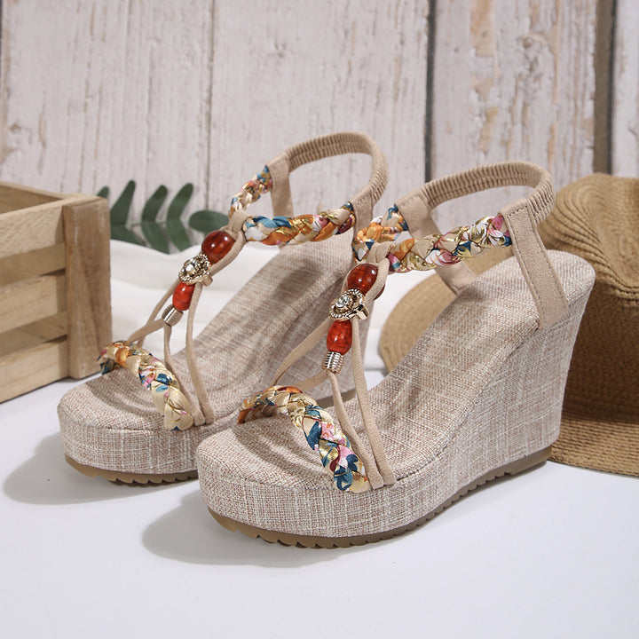 Dame Wedge-sandaler med farverig dekoration og komfortabelt polstret sål Stilla