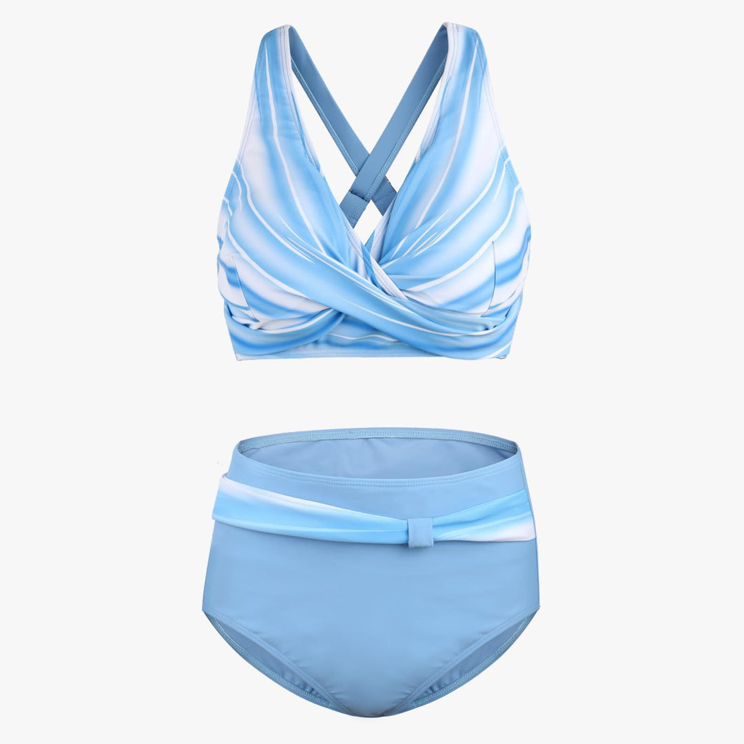 Dame højtaljede bikini-sæt med knyttet overdel og strammende konturer Stilla