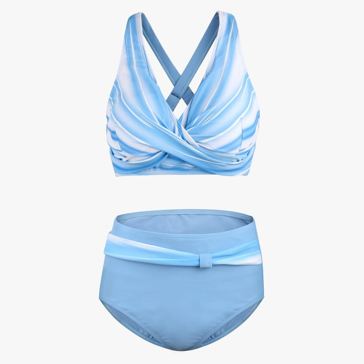 Dame højtaljede bikini-sæt med knyttet overdel og strammende konturer Stilla