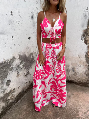 Damer Bohemian Floral To-delt Maxi-Sæt Stilla