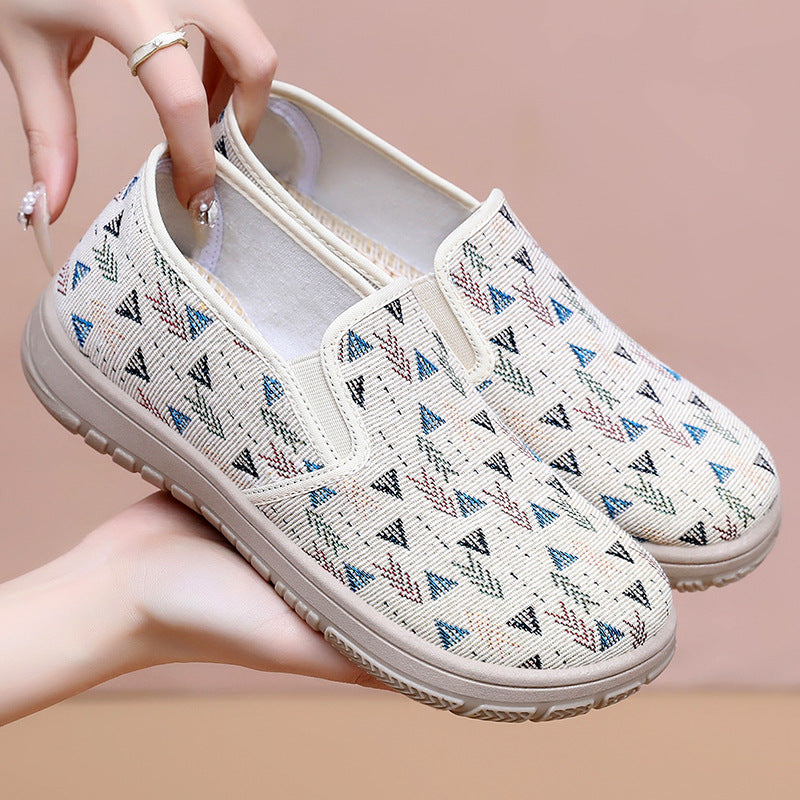 Femme Slip-On Fritidssneakers med geometrisk mønster og komfort-sål Stilla