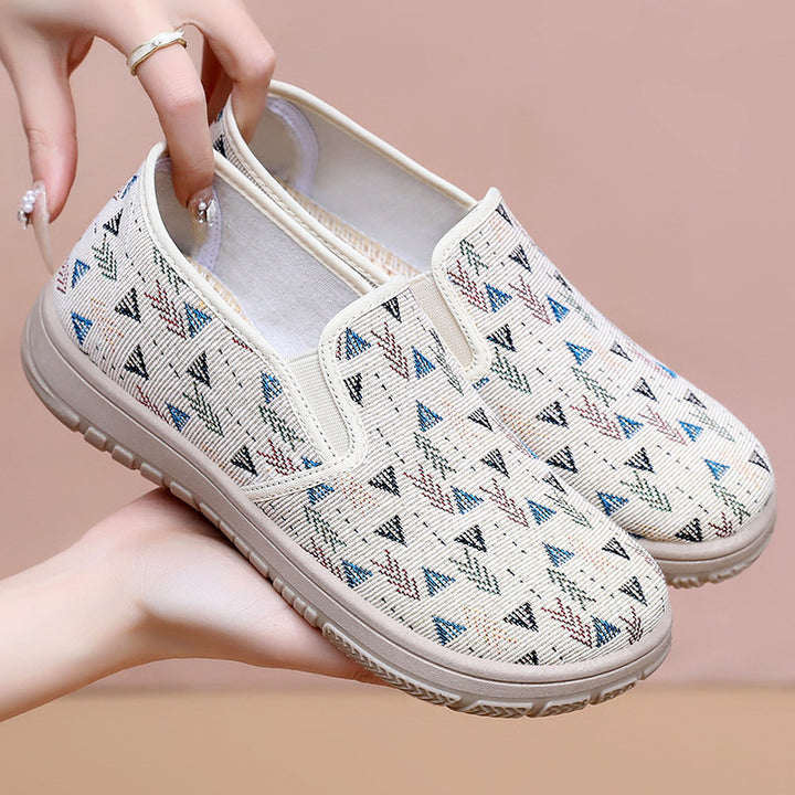 Femme Slip-On Fritidssneakers med geometrisk mønster og komfort-sål Stilla