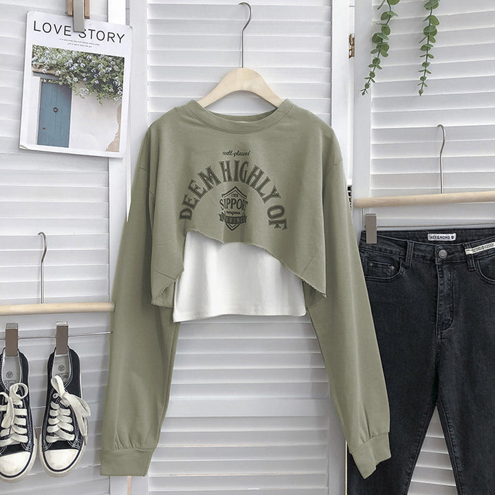 Dame Cropped Graphic Sweatshirt med legende slogan Stilla