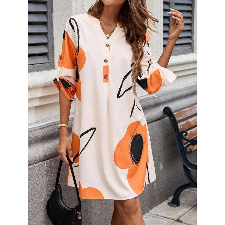 Femme Abstrakt Print Skjortekjole Stilla
