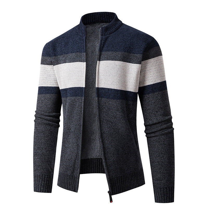 Herrer struktureret strik-zip--pullover Stilla