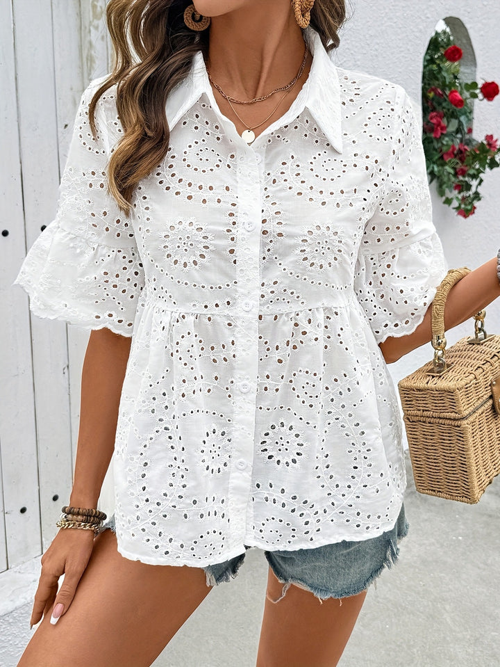 Kvinder broderede øsner Peplum Top Stilla