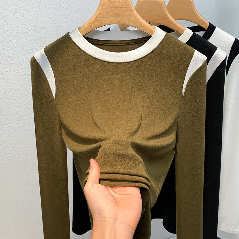 Dame Innovativt Langærmet T-shirt med kontrasterende Ærmelapper og tætsiddende Pasform Stilla