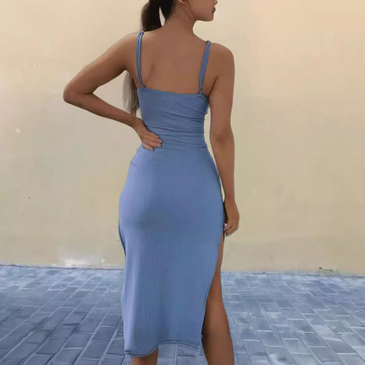 Dame Langærmet Kjole med Rynkning og Off-Shoulder Design Stilla