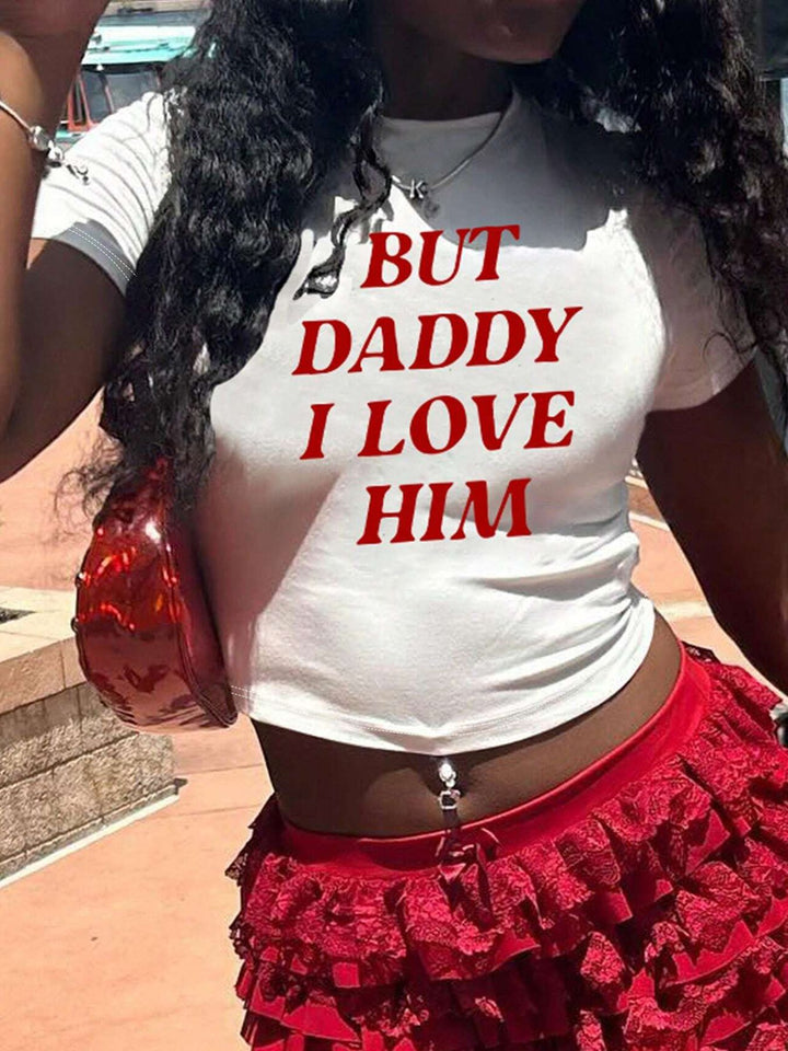 Dame Crop-Top med iøjnefaldende tekst Skovae