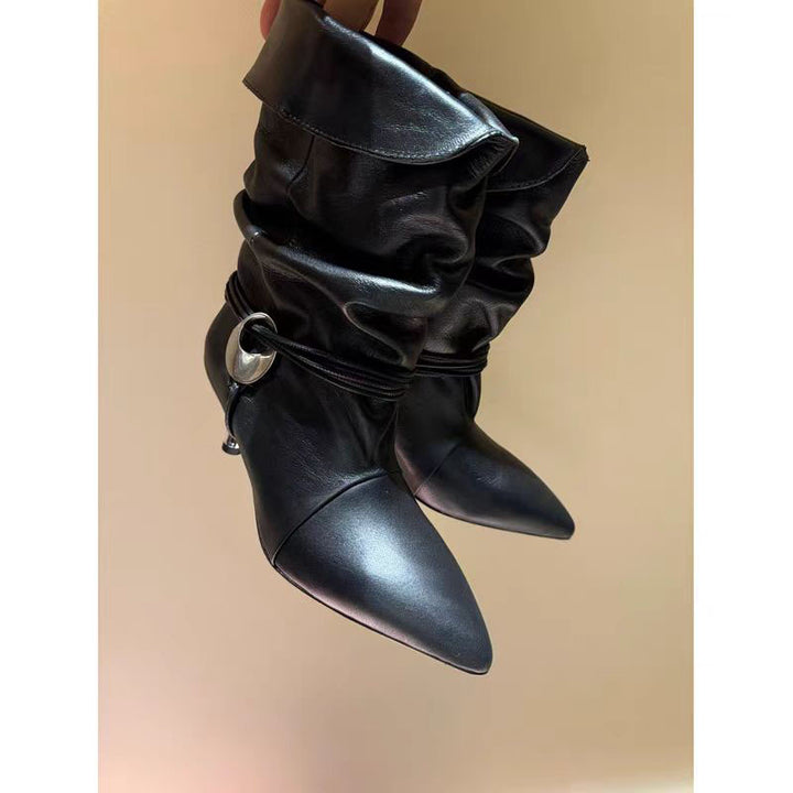 Femme Slouchy Spids-Toe Hæle-Støvler Stilla