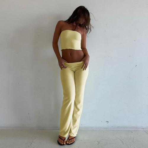 Dame Sommerligt Crop-Top og Palazzo-Bukser Sæt Skovae