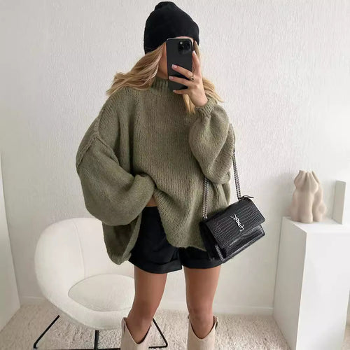 Kvinders oversized strikpullover med voluminøse ærmer og blødt materiale Stilla