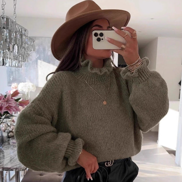 Kvindernes hyggelige turtleneck sweater med voluminøse ærmer Stilla